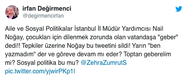 Aile ve Sosyal Politikalar İl Müdür Yardımcısı Nail Noğay'dan 'Açız' Diyen Vatandaşa 'Geber' Yanıtı
