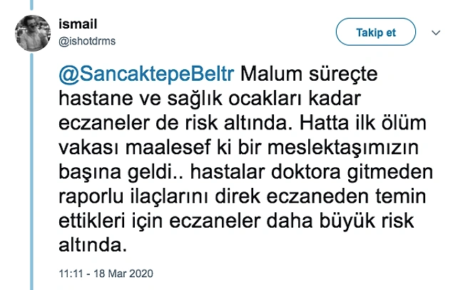 Koronavirüs Yüzünden Vefat Eden Eczacı İsmail Durmuş'a Sancaktepe Belediyesi'nden Öldüğü Gün Gelen İnanılmaz Cevap