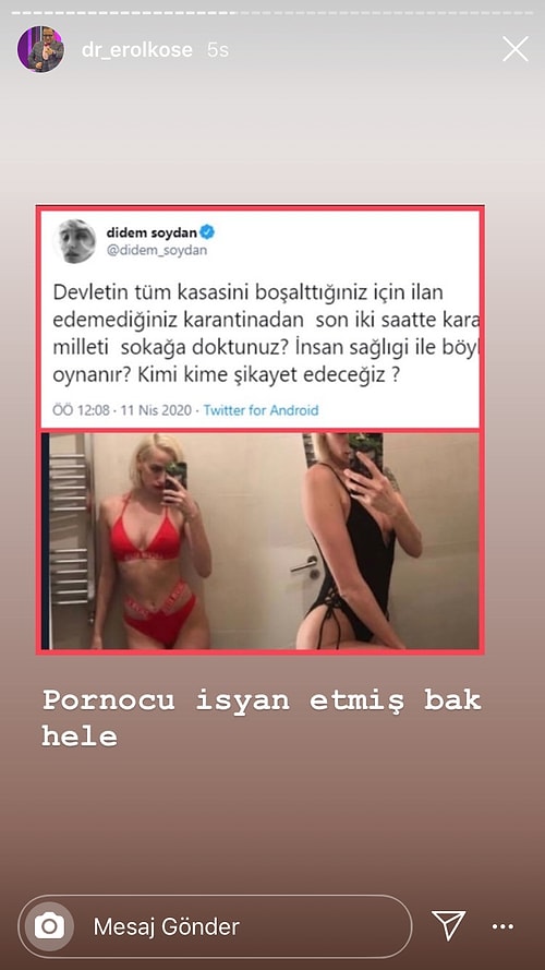 Erol Köse, Didem Soydan'ın İç Çamaşırlı Fotoğraflarını 'Pornocu, Fetişist' Diyerek Instagram Hesabından Paylaştı!