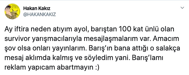 Ardından da Hakan Kakız eleştirilere şöyle cevap verdi. 👇