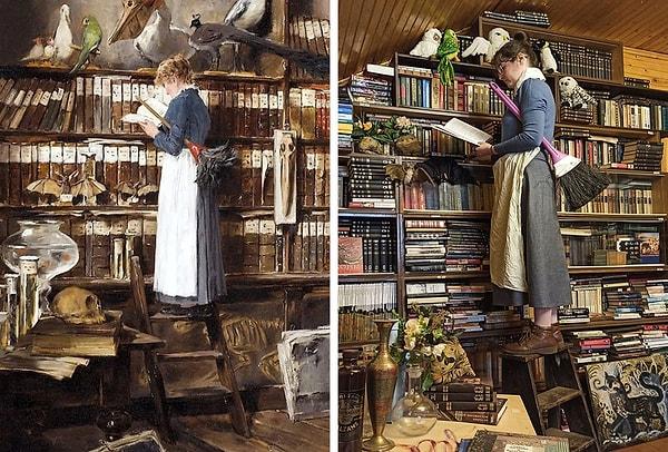 5. Edouard John Mentha'dan 'Maid Reading in a Library'