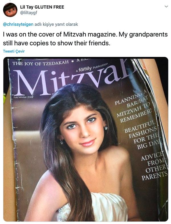 9. "Dergi kapağındaydım. Büyük babam ve annem arkadaşlarına göstermek için hala saklıyor."