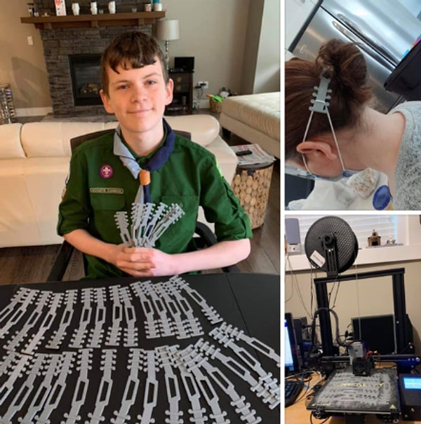 2. Этот бой-скаут разработал аппарат, который предотвращает давление масок на уши медицинских работников: