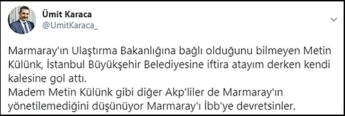 İBB'yi Eleştireyim Derken Bakanlığa Bağlı TCDD'yi Eleştiren AKP'li Külünk'e Sosyal Medyadan Tepkiler