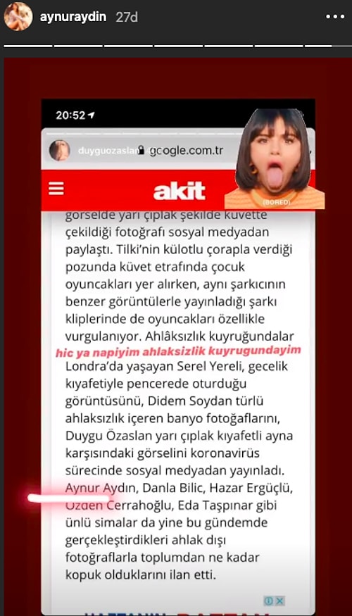 Danla, Duygu, Şeyma... Akit'in 'Ahlaksızlık Kuyruğundalar' Diyerek Hedef Gösterdiği Ünlüler Listesine Tepkiler Çığ Gibi Büyüyor!