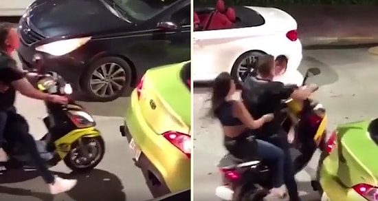 Trafikte Atar Yapıp Ardından Rezil Olan Motosiklet Sürücüsü