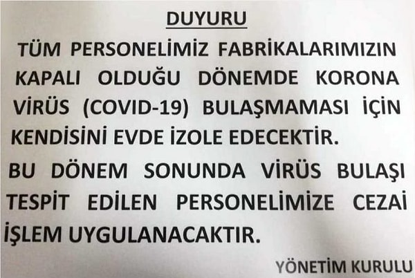 İşte o duyururu: