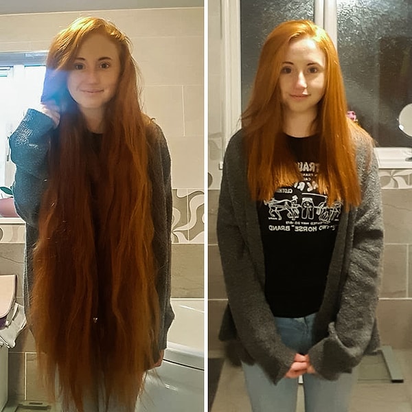 3. Она пожертвовала 75см своих волос, чтобы сделать парики для детей, больных раком