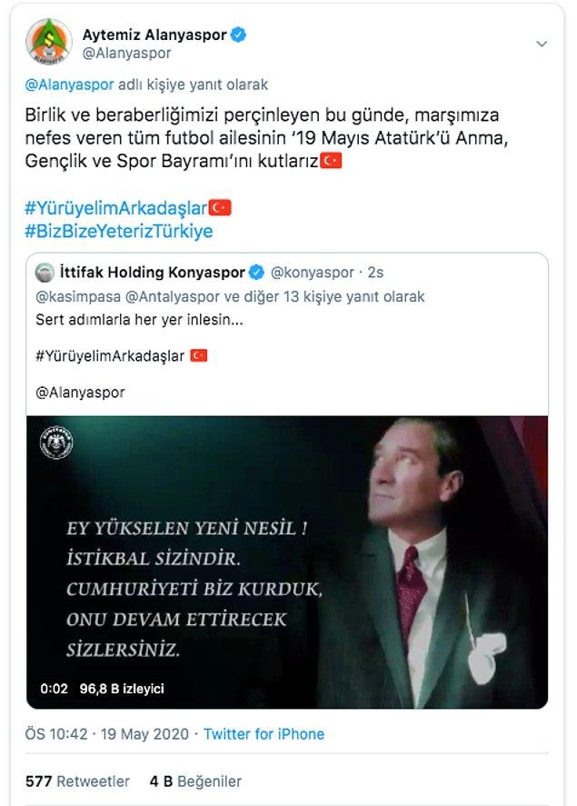Alanyaspor'un tweetiyle de 17 Süper Lig takımının katıldığı etkinlik son bulmuş oldu.