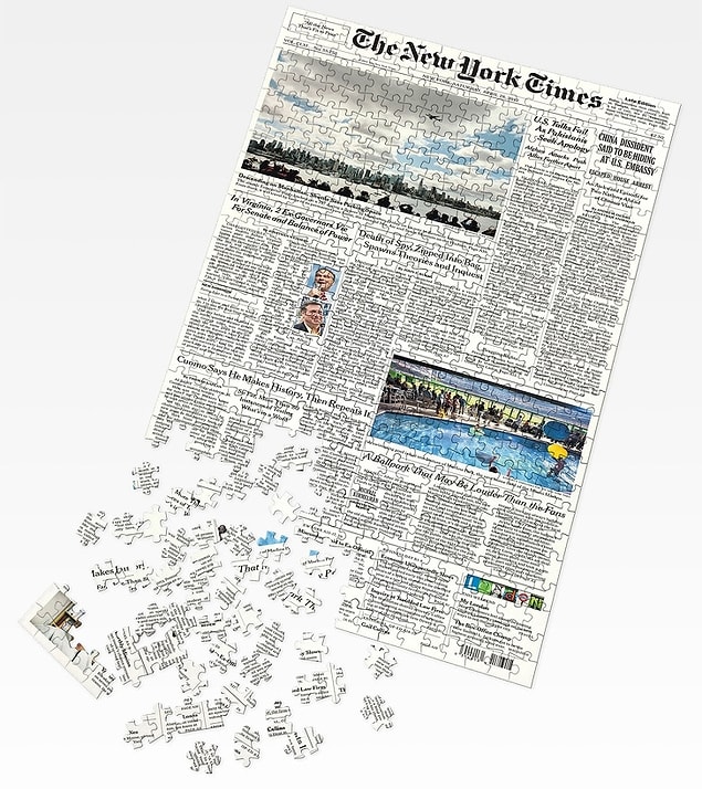 3. The New York Times gazetesinin ön sayfasını yeniden oluşturmanızı sağlayacak bu puzzle: