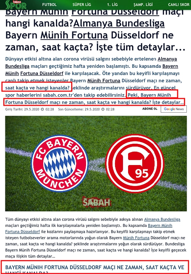 Yine aşağıda klasik bir "maç hangi kanalda, saat kaçta" haberi görüyorsunuz.