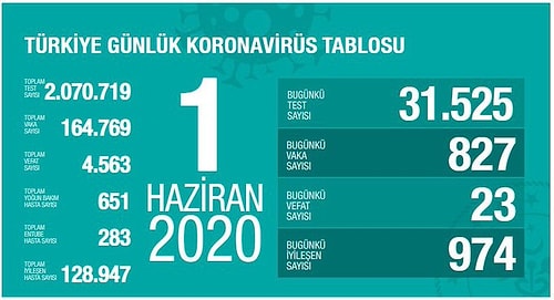 Koronavirüs Türkiye: 24 Saatte 827 Yeni Vak'a, 23 Ölüm