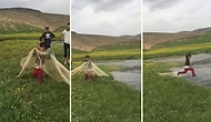 Bu İşte Bir Terslik Var: Abileriyle Balık Avına Çıkan Ufaklık Ağ Atmak İsterken Kendini Suyun İçinde Buldu