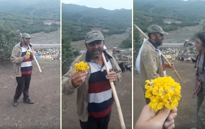 Hayvan Güderken Topladığı Çiçeklerle Kızının Doğum Gününü Kutlayan Müthiş Baba