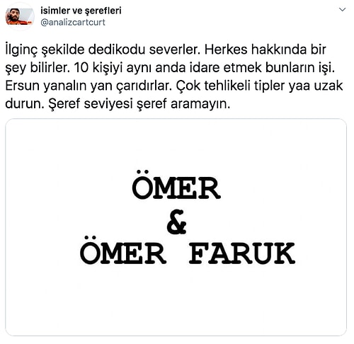 İsimlerden Yaptığı Tespitlerle Ne Şeref Ne De Karakter Bırakan Hesabın Birbirinden Komik Analizleri