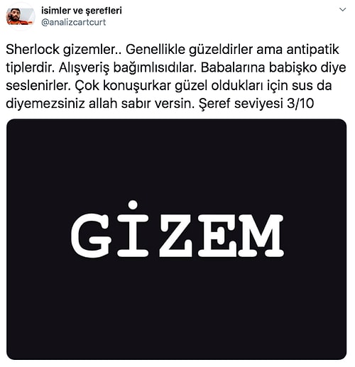 İsimlerden Yaptığı Tespitlerle Ne Şeref Ne De Karakter Bırakan Hesabın Birbirinden Komik Analizleri