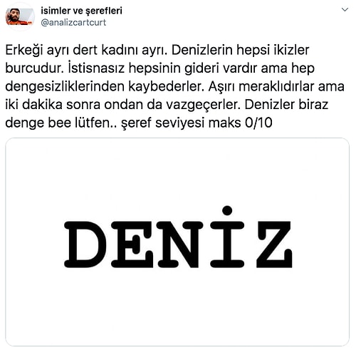 İsimlerden Yaptığı Tespitlerle Ne Şeref Ne De Karakter Bırakan Hesabın Birbirinden Komik Analizleri