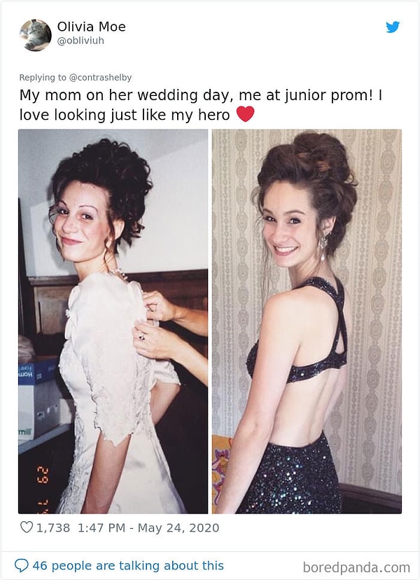 3. Моя мама в день свадьбы, и я в день выпускного. Я выгляжу прям как она!