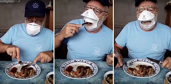 Мужчина изобрел маску, с помощью которой можно есть, не снимая ее