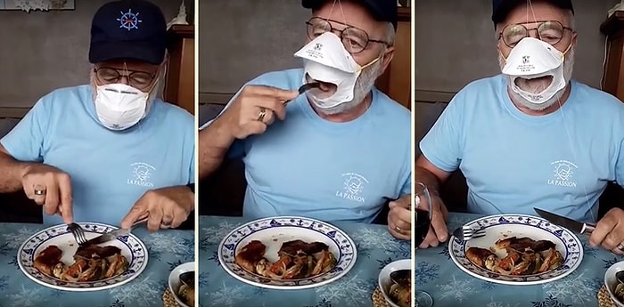 Мужчина изобрел маску, с помощью которой можно есть, не снимая ее