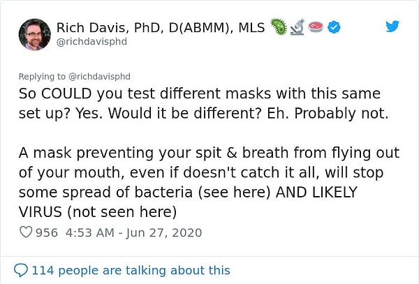 "Можете ли вы протестировать разные маски с одним и тем же экспериментом? Да. Будет ли это по-другому? Ну. Не совсем."
