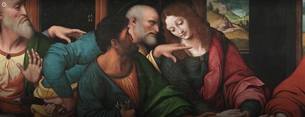 Hz. İsa'nın sağında oturanın Mecdelli (Magdalalı) Meryem olduğu düşünülüyor.