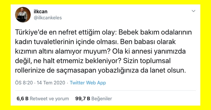 Bebek Bakım Odalarının Kadınlar Tuvaletinde Olmasına İsyan Eden Bir Babaya Gelen Çağ Dışı Tepkiler ve Toplumsal Rollerin Anlamsızlığı