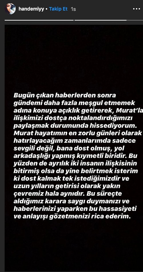 Hande Erçel, Sevgilisi Murat Dalkılıç ile Ayrılık Yaşadığı İddialarına Instagram'daki Açıklamasıyla Son Noktayı Koydu!