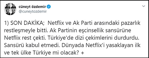 Cüneyt Özdemir: Netflix, AKP'nin Sansürüne Rest Çekti, Türkiye'de Dizi Çekimlerini Durdurdu!