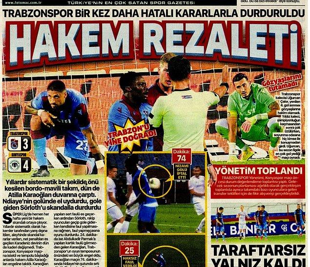 Aynı Fotomaç gazetesi dünkü Trabzonspor-Konyaspor maçıyla ilgili de bu haberi girdi: