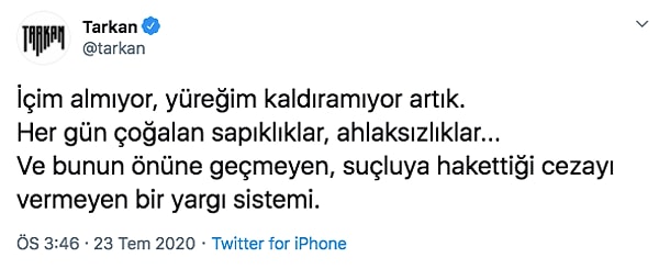 Tarkan yine duruşunu bozmadı. Hem isyan etti, hem de hesap sordu. Bunu yapan o kadar az ünlü var ki...