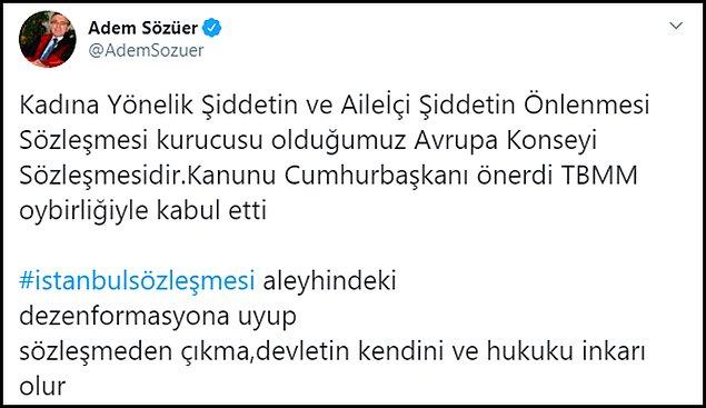 İstanbul Üniversitesi Hukuk Fakültesi Öğretim Üyesi Prof.Dr. Adem Sözüer: 'Sözleşmeden çıkmak devletin kendini ve hukuku inkarı olur'