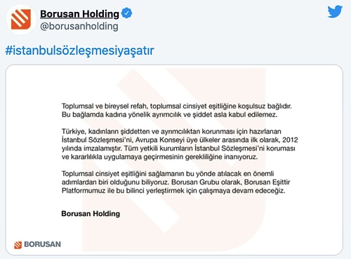 Koç Holding'in Ardından Sabancı ve Borusan da İstanbul Sözleşmesine Destek Çağrısı Yaptı