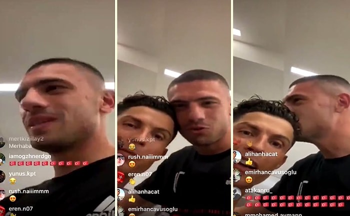 Merih Demiral Canlı Yayınında Ronaldo'ya 'Merhaba Türkiye' Dedirtip Kafasından Öptü