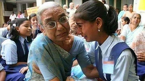 3. Bu kız okulla gittikleri huzurevi gezisinde büyükannesini bulmuş.