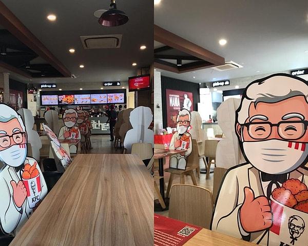 2. KFC'de sosyal mesafe için oluşturulan devasa maketler:
