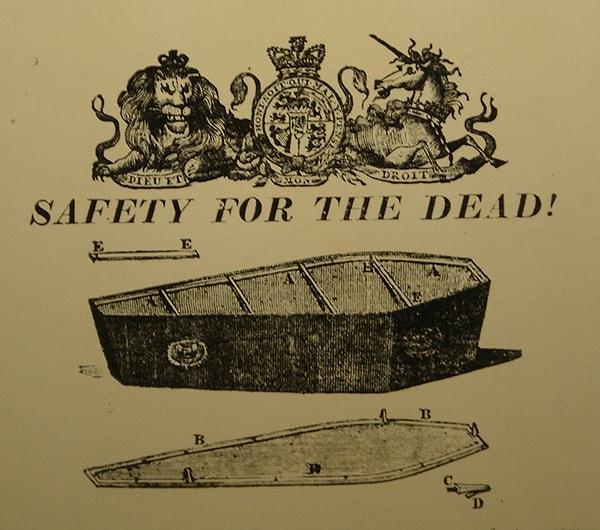 4. Güvenlikli tabutların ilk örneklerinden biri İngiliz Güvenlik Tabutu olarak geçiyor.