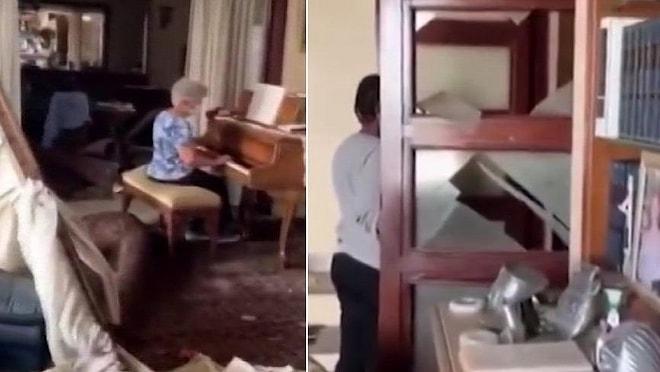 Beyrut'taki Patlamada Harabeye Dönen Evin İçinde Piyano Çalmaya Devam Eden Kadın