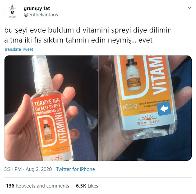 2. "Fotoğrafın sprey D vitamini kutusunda satılan el dezenfektanını gösterdiği iddiası"