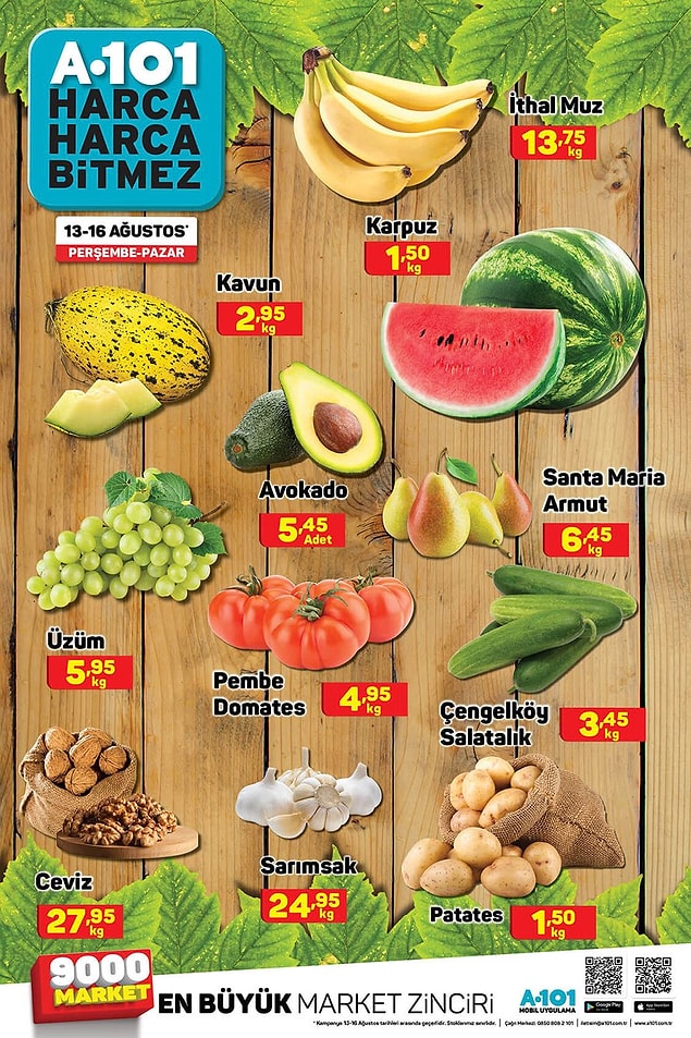 13-16 Ağustos günleri manav reyonu günü.
