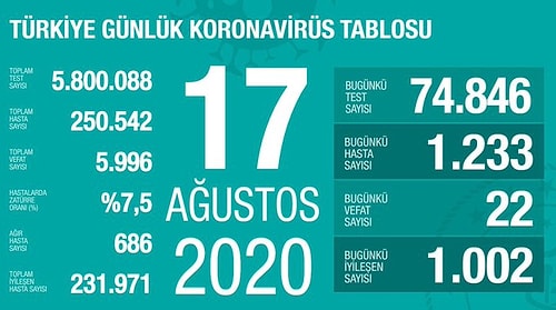 Türkiye'nin Son 24 Saatteki Korona Tablosu: 'Tedbirlere Uyulmayan Ortamlarda 1.263 Kişiye Daha Bulaştı'