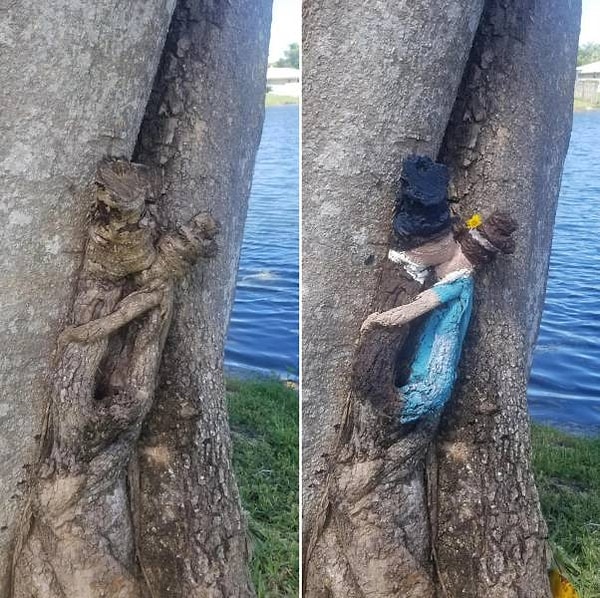 13. «В моем дворе есть узелок на дереве, который, как мне показалось, выглядел как пара эпохи Регентства, поэтому я оживил их».