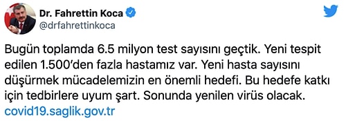 Koca Son Verileri Paylaştı: Vaka Sayısı Bin 500'ü Geçti