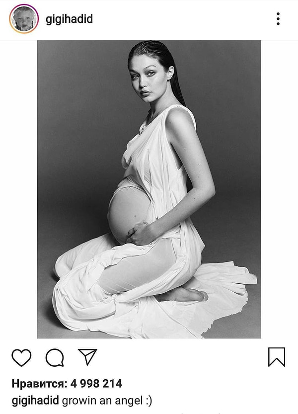 "Вынашивая ангела", — подписала черно-белый снимок Хадид.