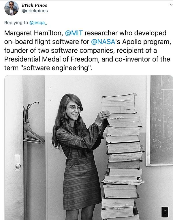 4. "NASA'nın Apollo programı için uçak içi uçuş yazılımı geliştiren MIT araştırmacısı Margaret Hamilton."
