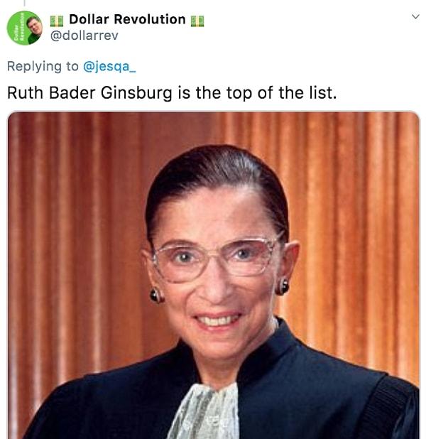 7. "Ruth Bader Ginsburg listenin başında."