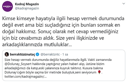 Yakın Arkadaşının Eski Sevgilisiyle İlişki Yaşadığı Yönündeki İddialara Dayanamayan Berrak Tüzünataç Sonunda Veryansın Etti