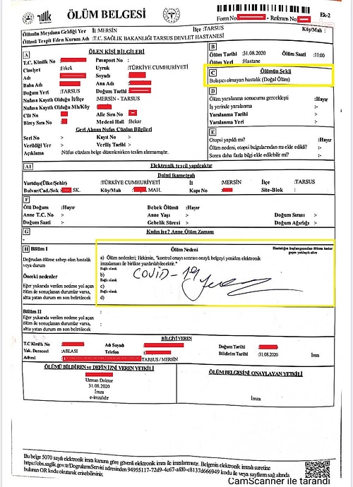 Koronavirüsten Ölen Hastaya 'Doğal Ölüm' Yazdılar, İtiraz Edince Rapor Değişti