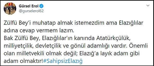 CHP Elazığ milletvekili Gürsel Erol da Demirbağ'ın sözlerine tepki gösterdi. 👇