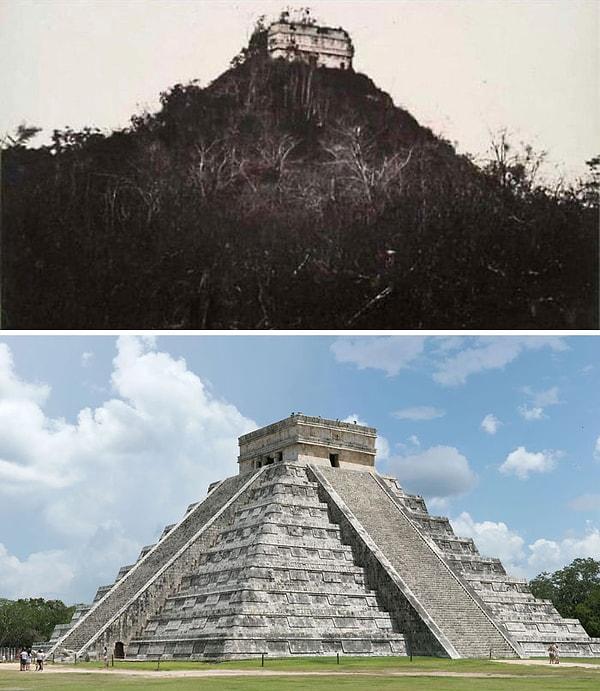 3. "1892 ve 2020'deki Chichen Itza Piramidi"